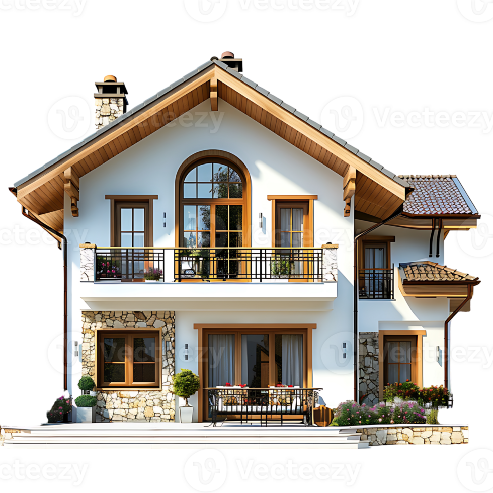 Duplex house on isolated transparent background png