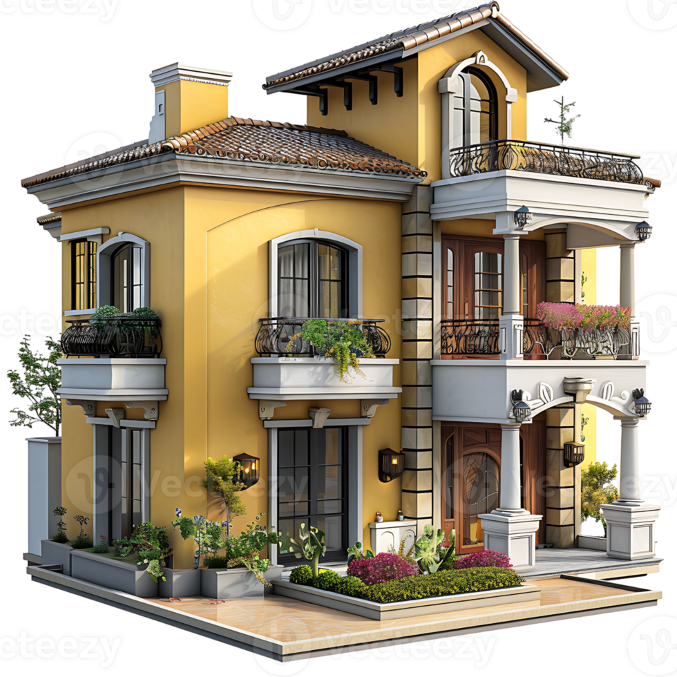 Duplex house on isolated transparent background png