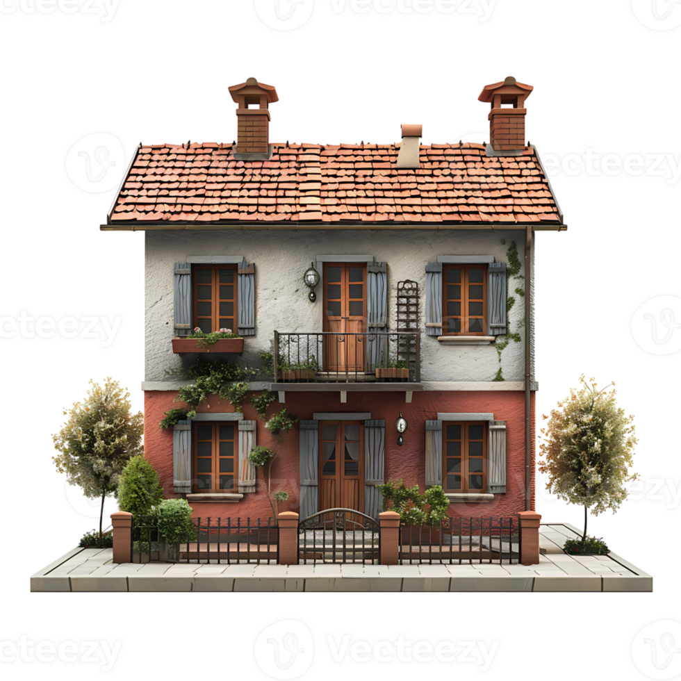Duplex house on isolated transparent background png