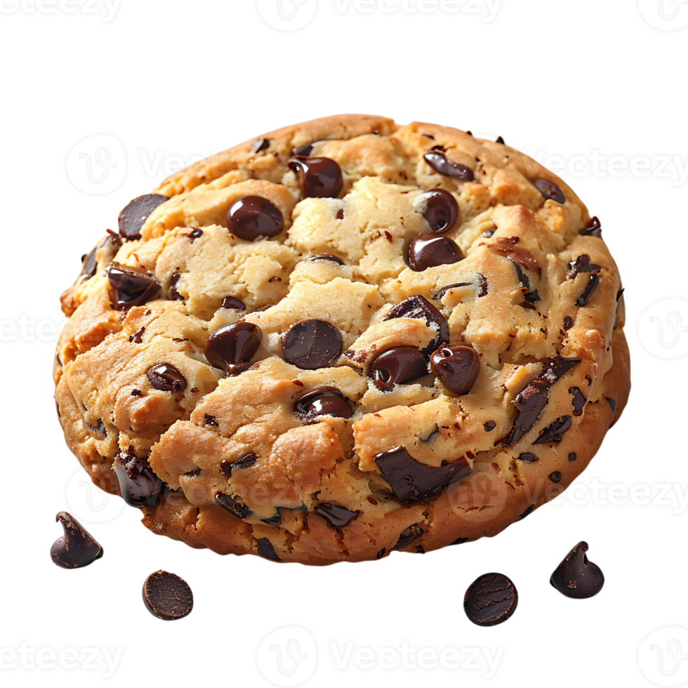 chocolate chips on cookie on transparent Background png