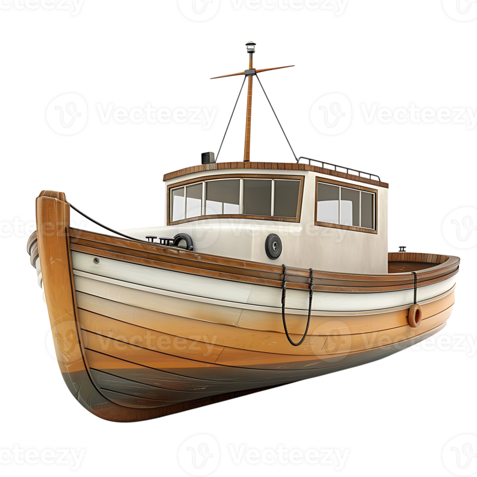 3d boat on isolated transparent background png