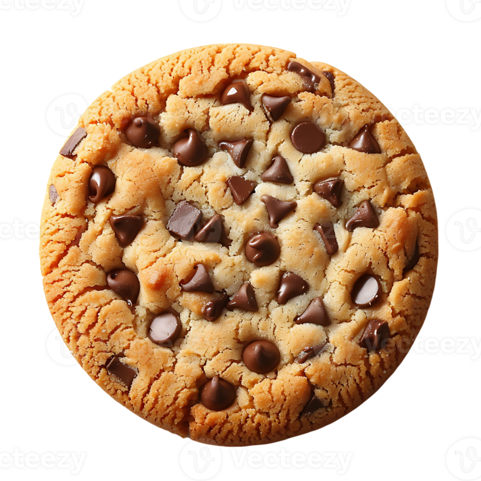 chocolate chips on cookie on transparent Background png