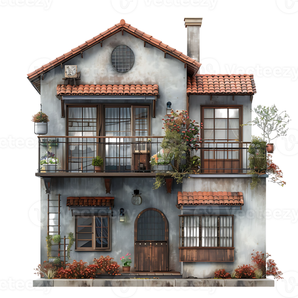 Duplex house on isolated transparent background png