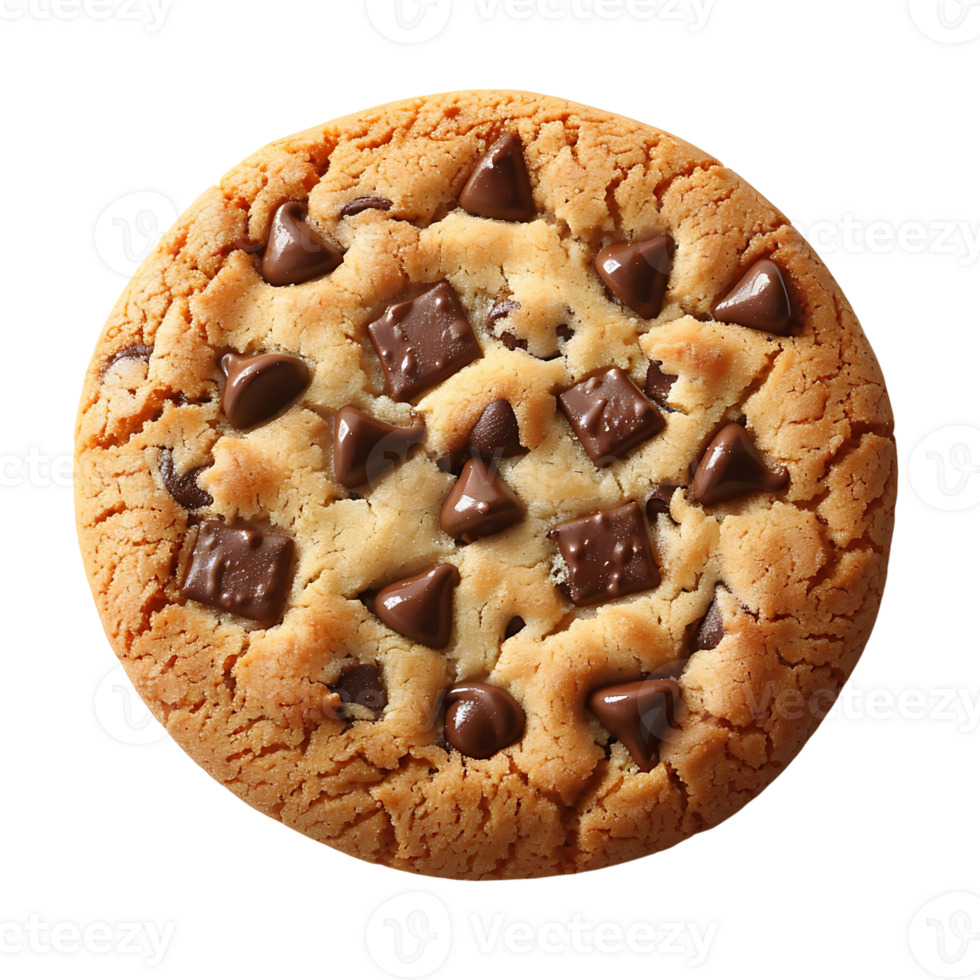 chocolate chips on cookie on transparent Background png