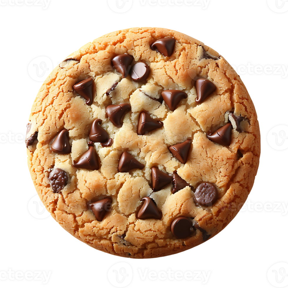 chocolate chips on cookie on transparent Background png