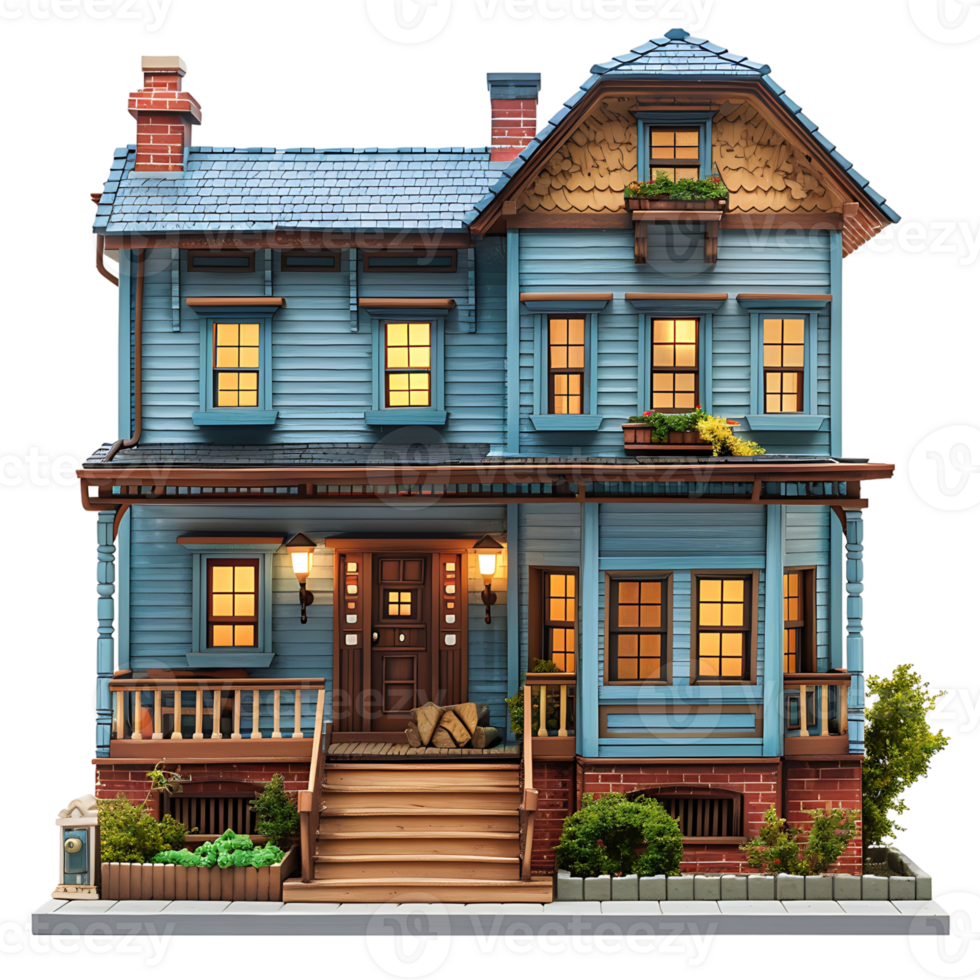 Duplex house on isolated transparent background png