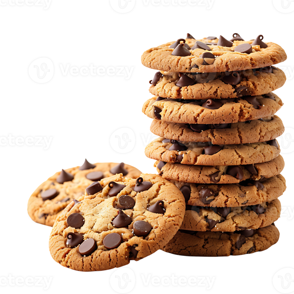 Cookies placed in column on isolated transparent background png