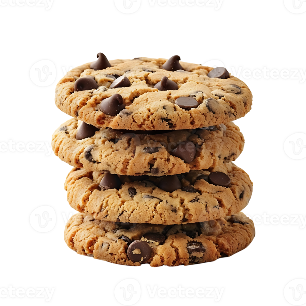 Cookies placed in column on isolated transparent background png