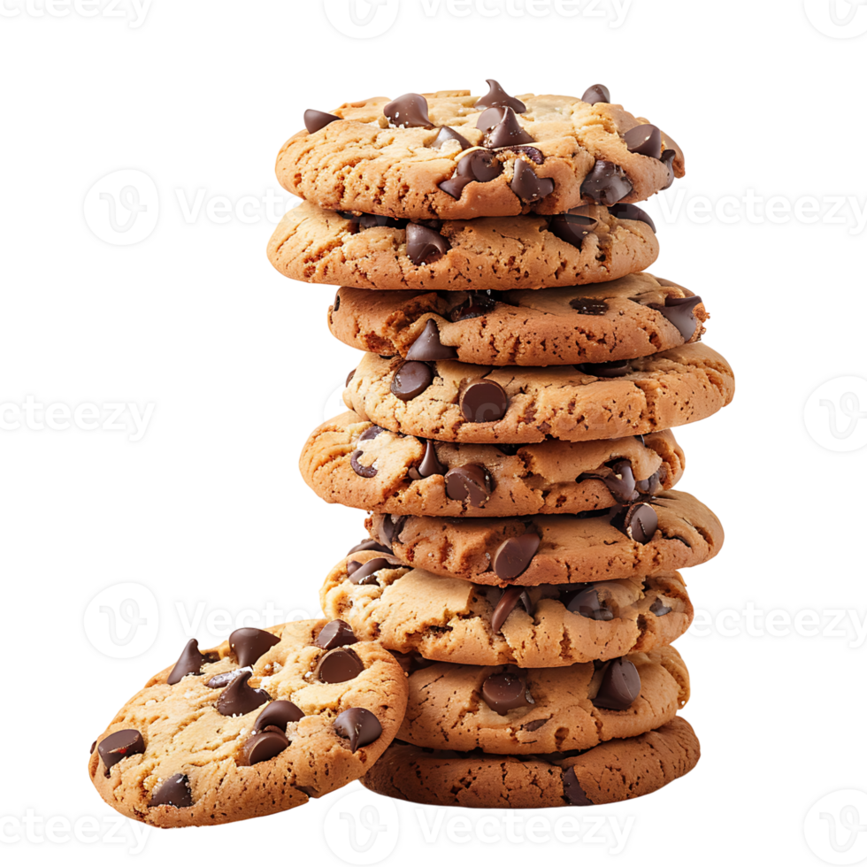 Cookies placed in column on isolated transparent background png