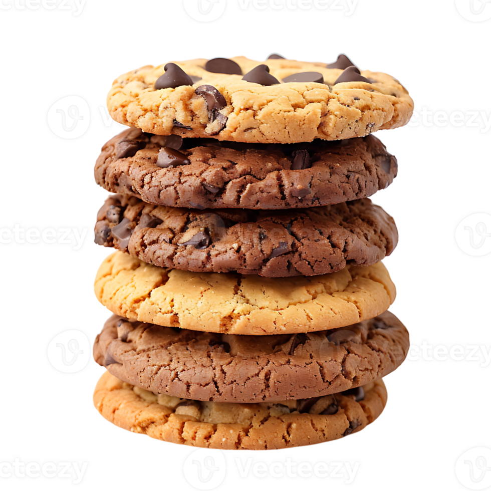 Cookies placed in column on isolated transparent background png