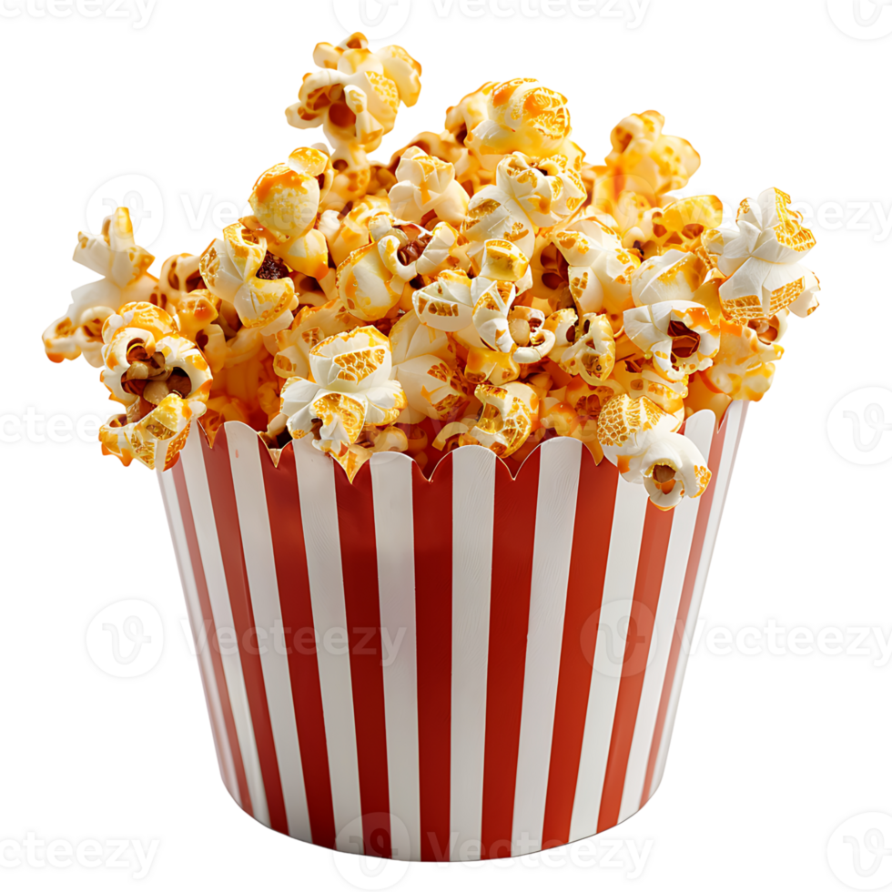 Popcorn in striped bag on transparent Background png