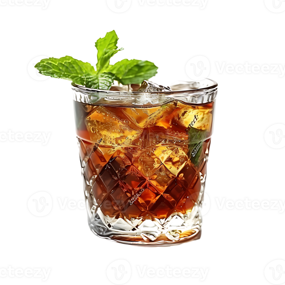 Cold drink with mint leaves on transparent Background png