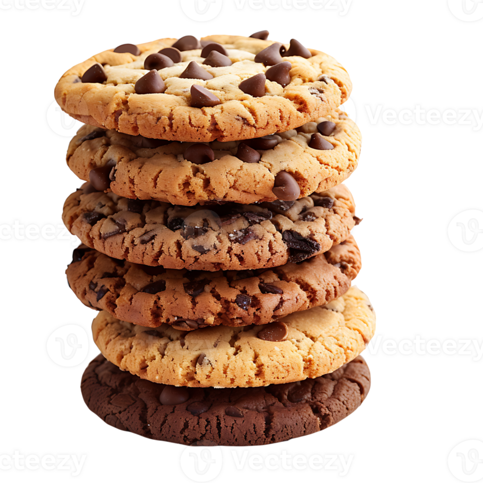 Cookies placed in column on isolated transparent background png