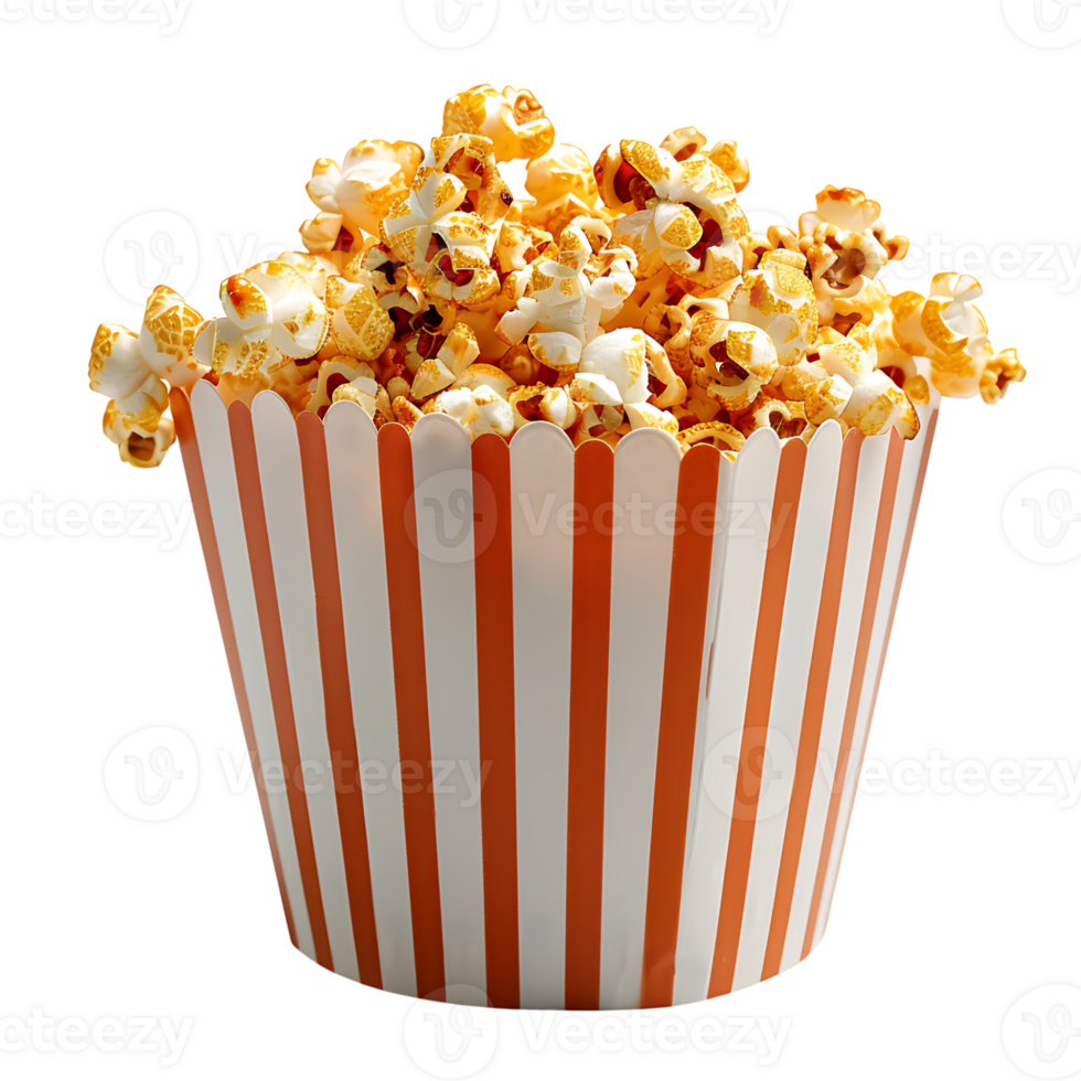 Popcorn in striped bag on transparent Background png