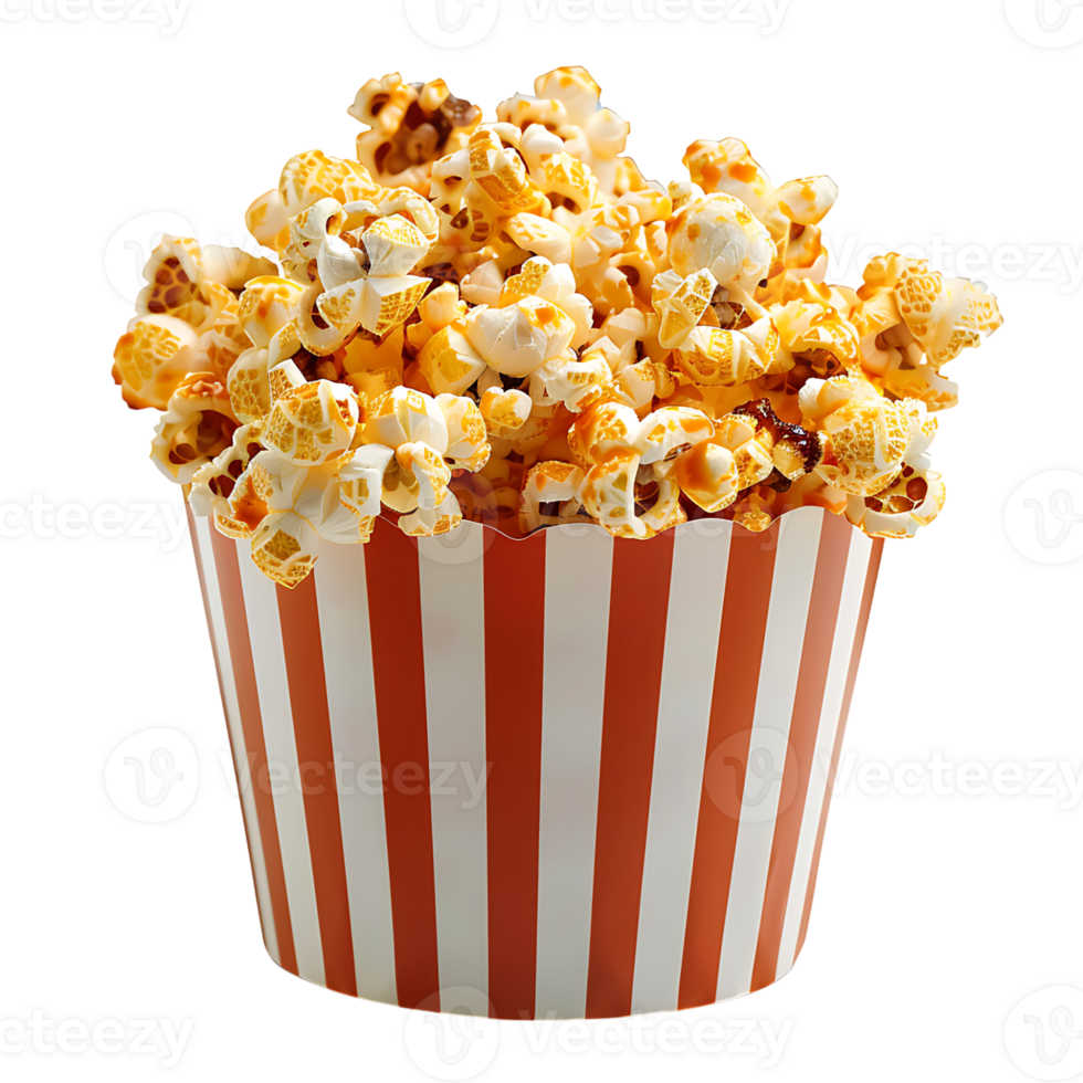 Popcorn in striped bag on transparent Background png