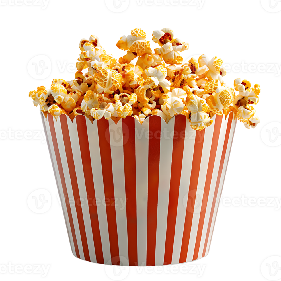 Popcorn in striped bag on transparent Background png