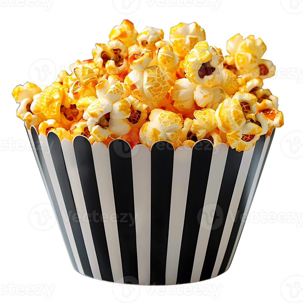 Popcorn in striped bag on transparent Background png