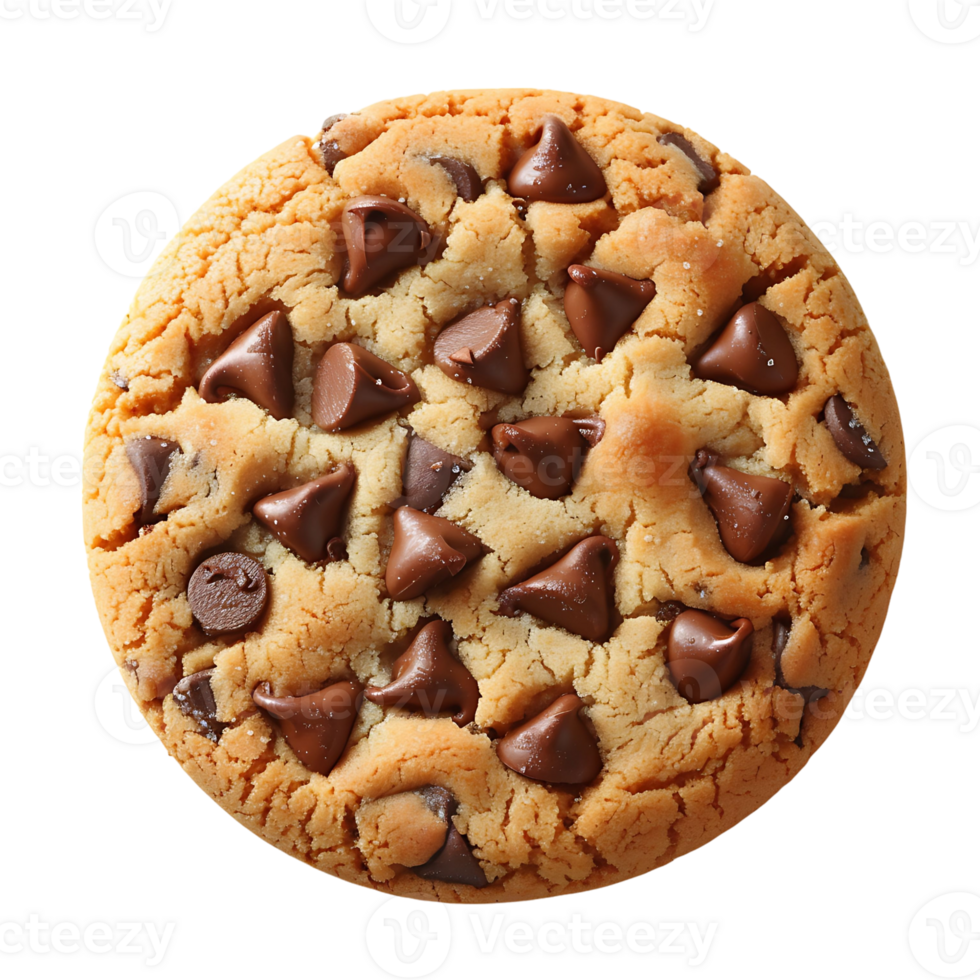 chocolate chips on cookie on transparent Background png