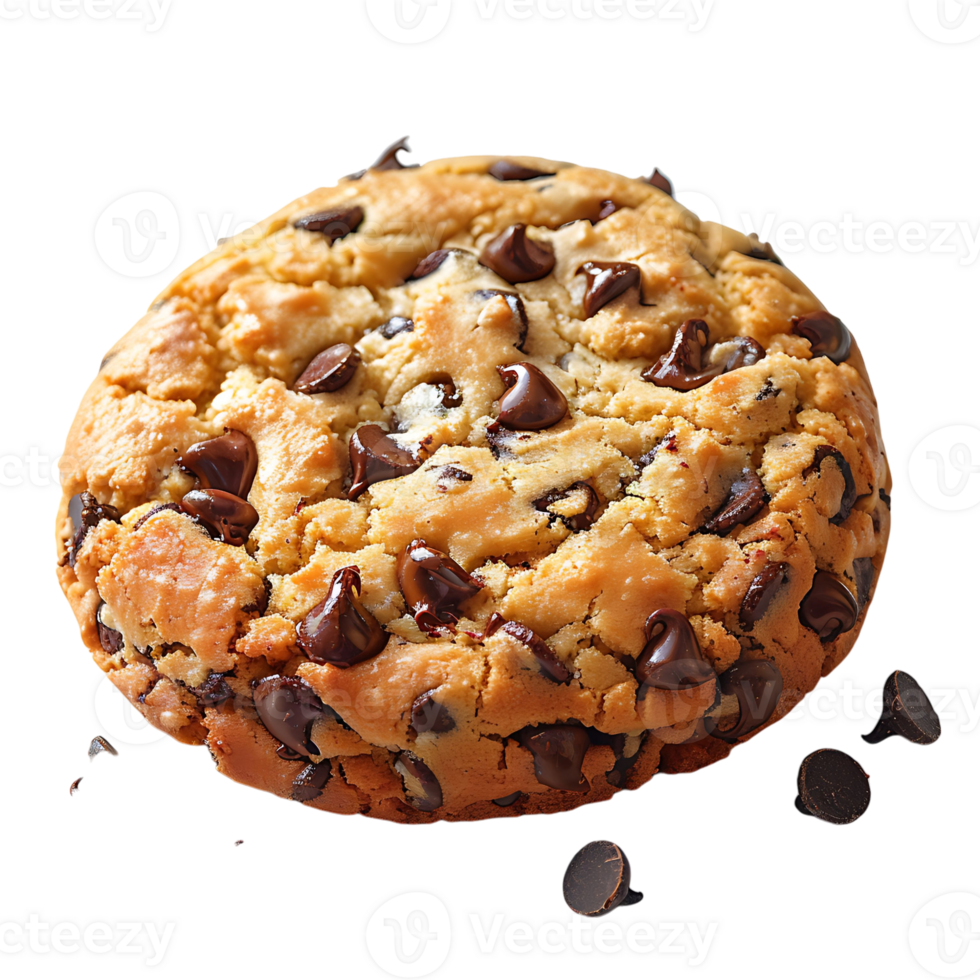 chocolate chips on cookie on transparent Background png