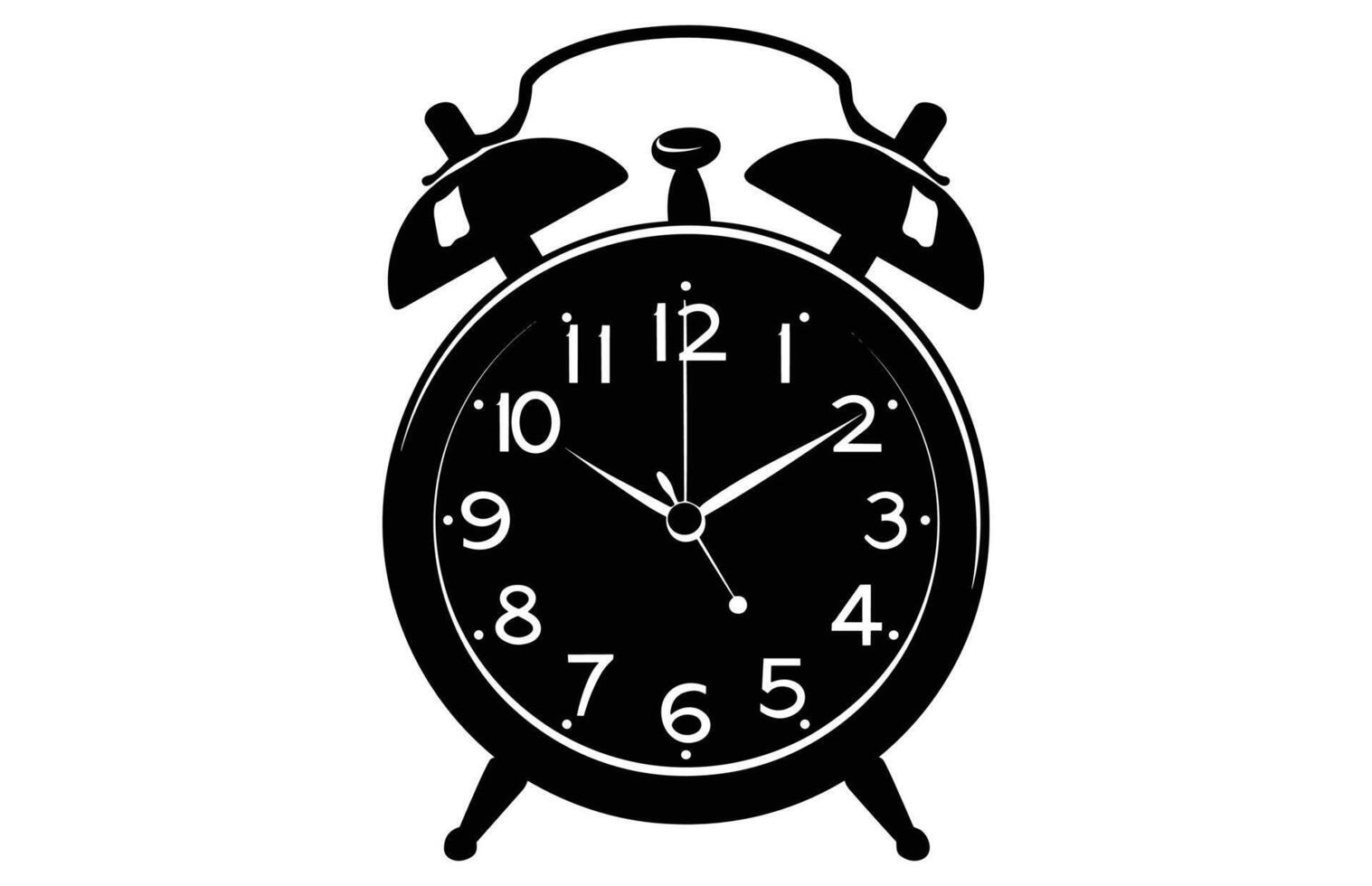 Alarm Clock Silhouette with a bell on legs Illustration. vector