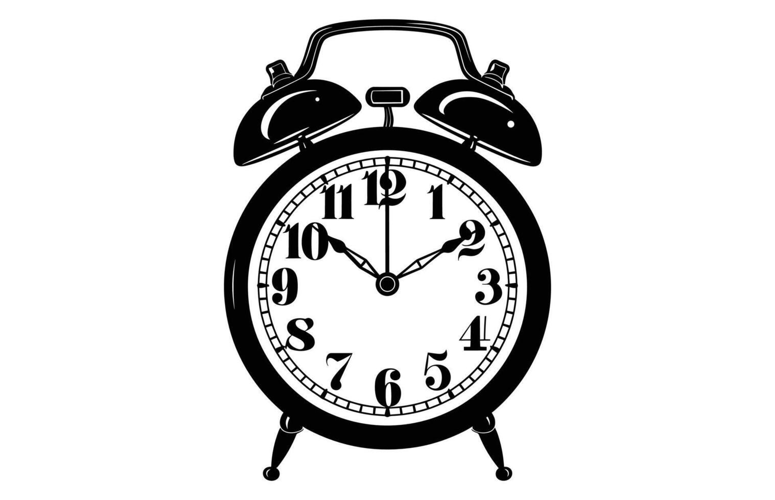 Alarm Clock Silhouette with a bell on legs Illustration. vector