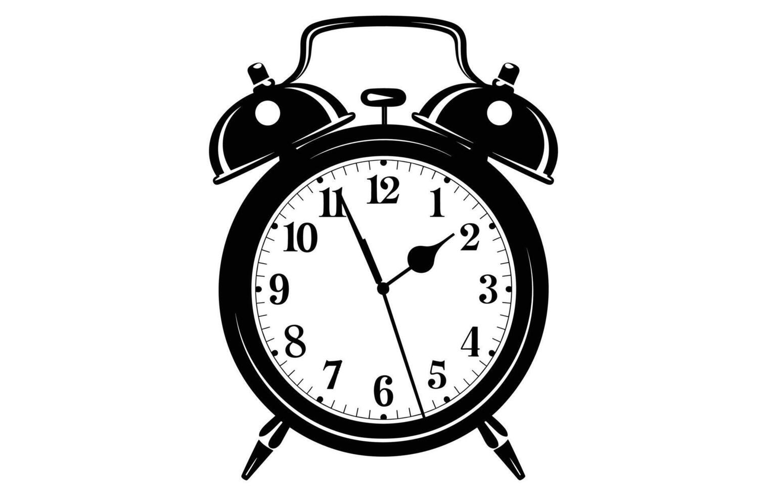 Alarm Clock Silhouette with a bell on legs Illustration. vector
