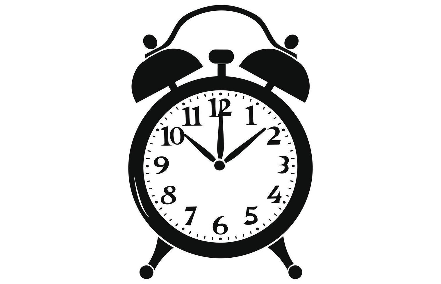 Alarm Clock Silhouette with a bell on legs Illustration. vector