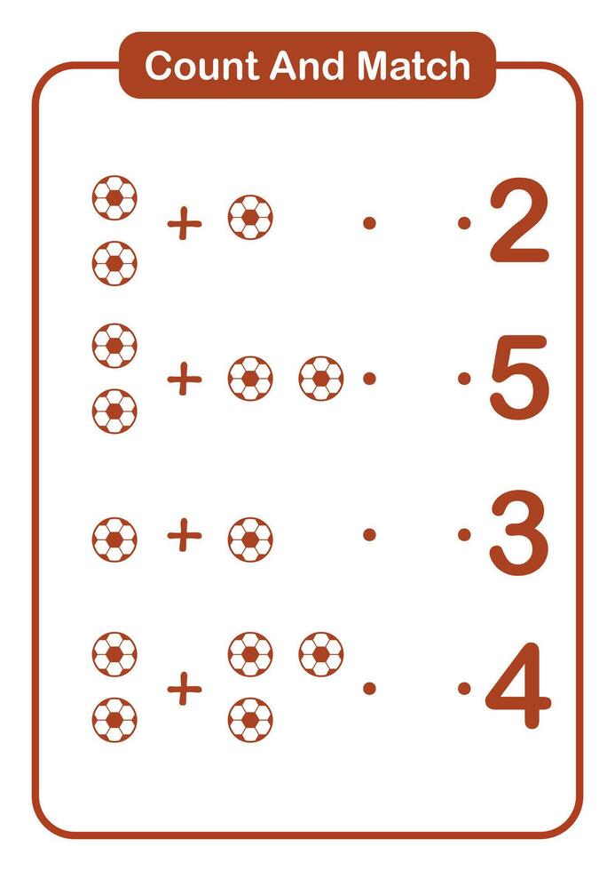 Count and match object ball for kids and preschool - Education worksheet vector