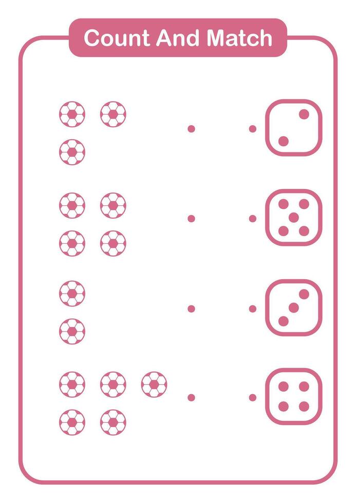 Count and match object ball for kids and preschool - Education worksheet vector