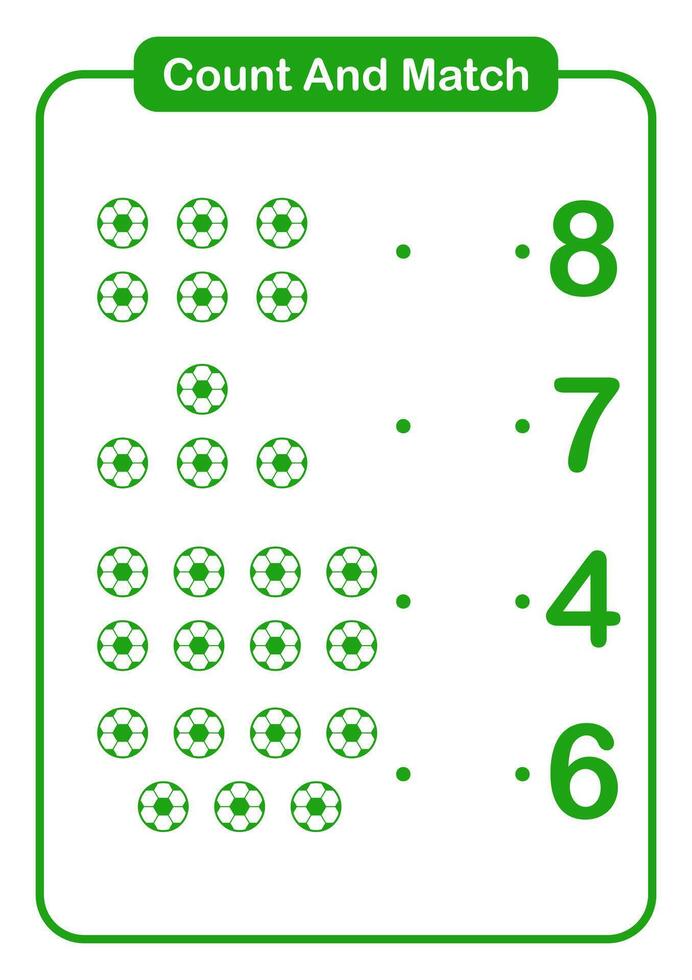 Count and match object ball for kids and preschool - Education worksheet vector
