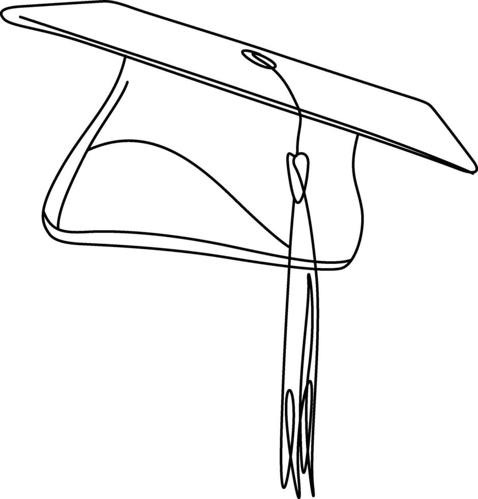 One continuous line drawing of graduation cap, Study graduating cap logotype icon vector