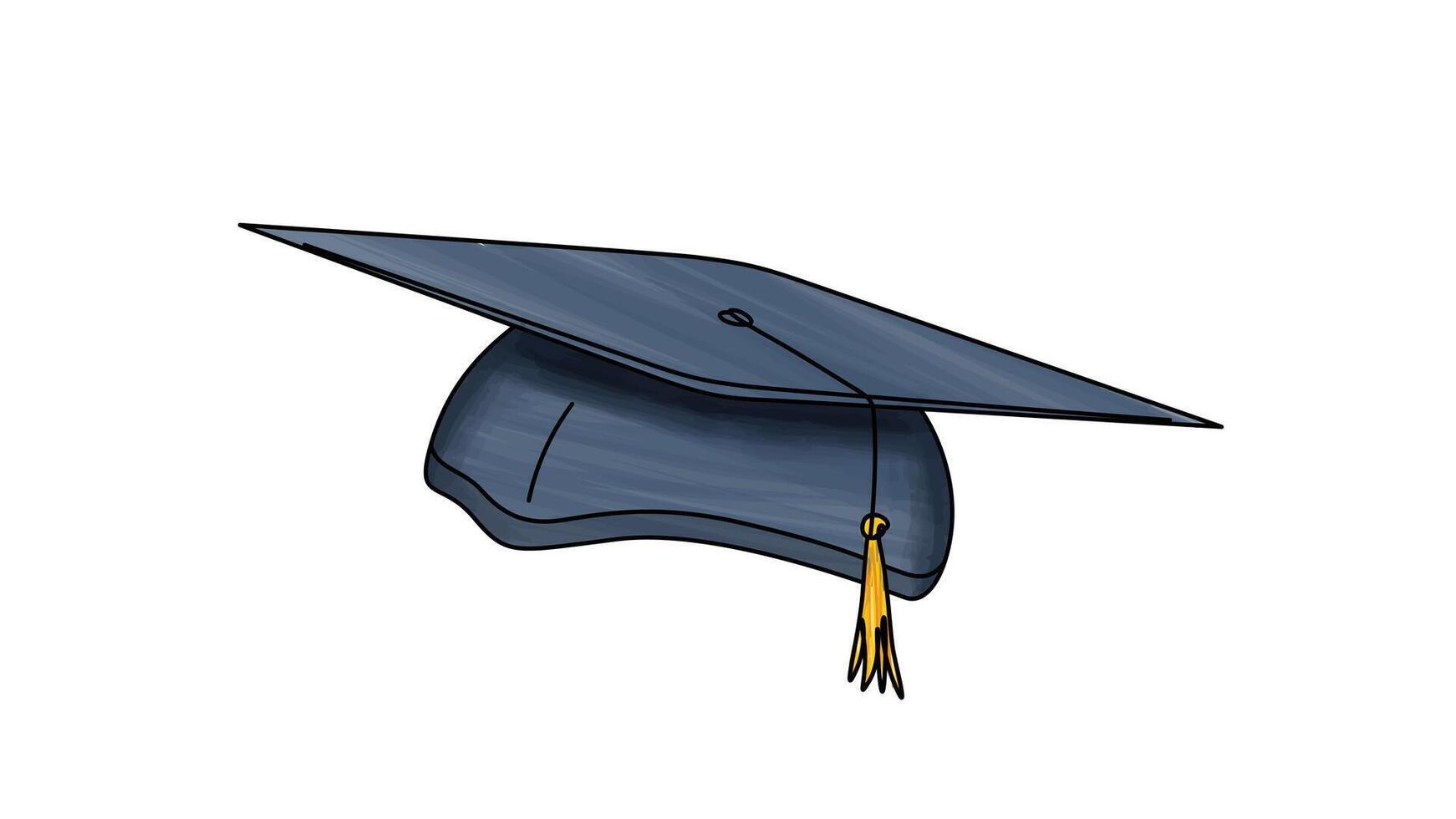 Graduation cap illustration on white background, graduation hat with tassel vector