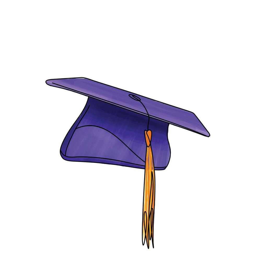 Graduation cap illustration on white background, graduation hat with tassel vector