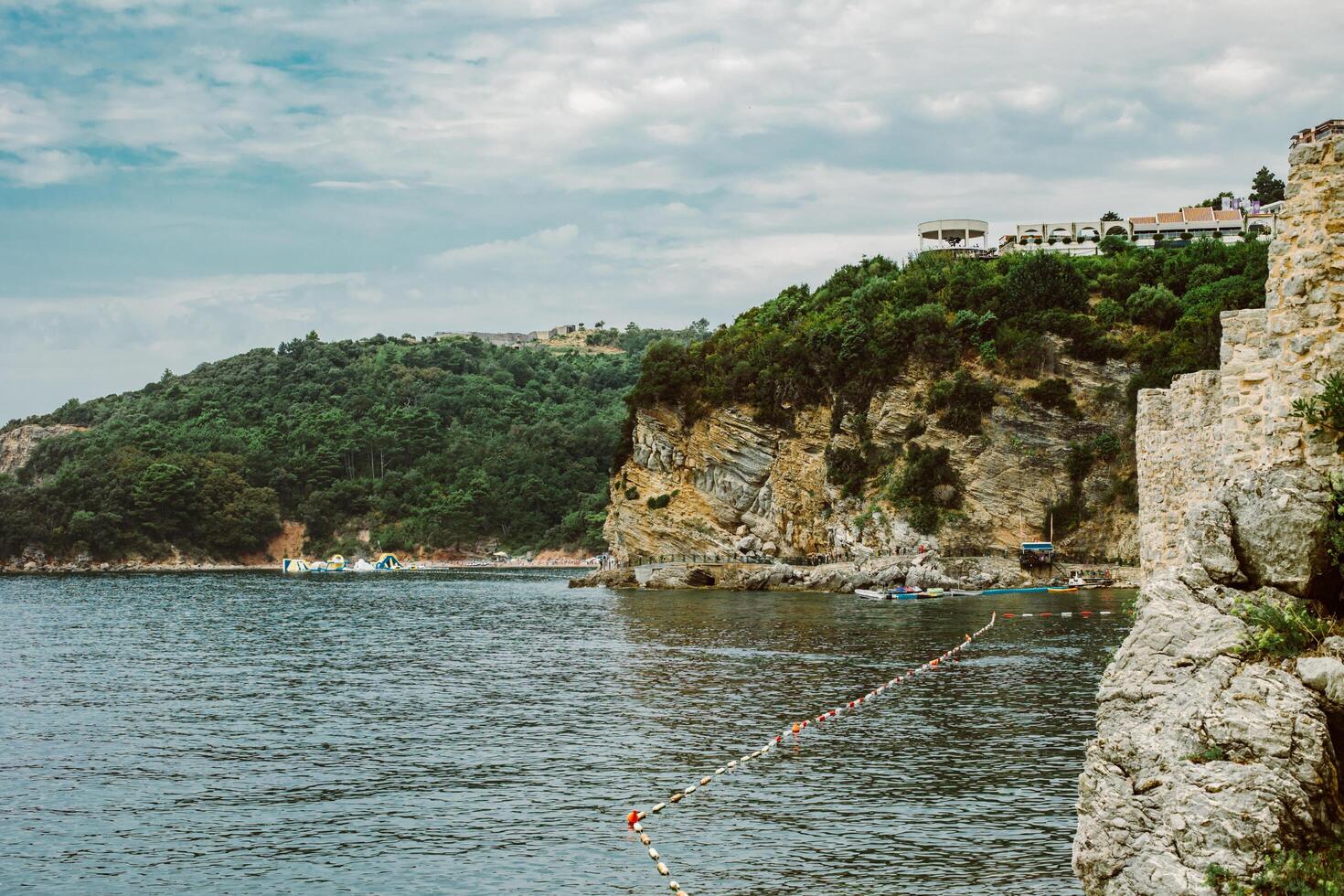 Amazing view of the Adriatic sea near Budva. Beautiful cloudy sky. photo