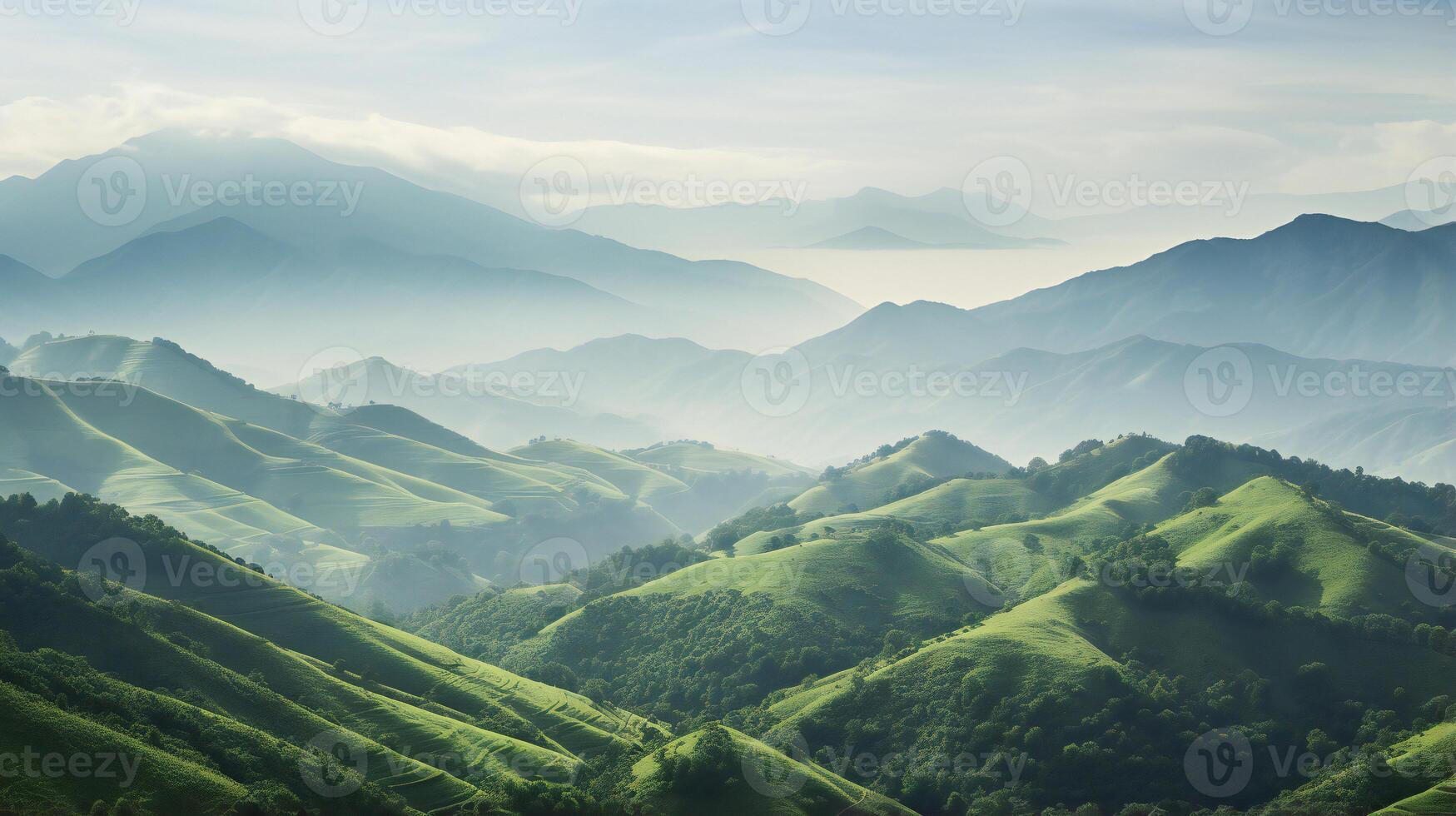 mountain scenery in one of the green countrysides photo