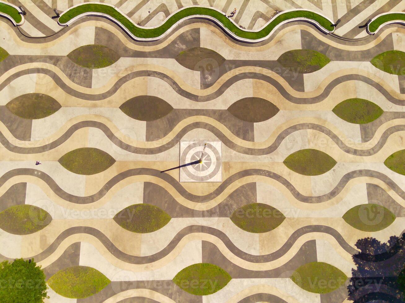 Top view beautiful wavy floor pattern in city park. Textured Background floor pattern. Aerial photography. Textured details. Shot from a flying drone photo