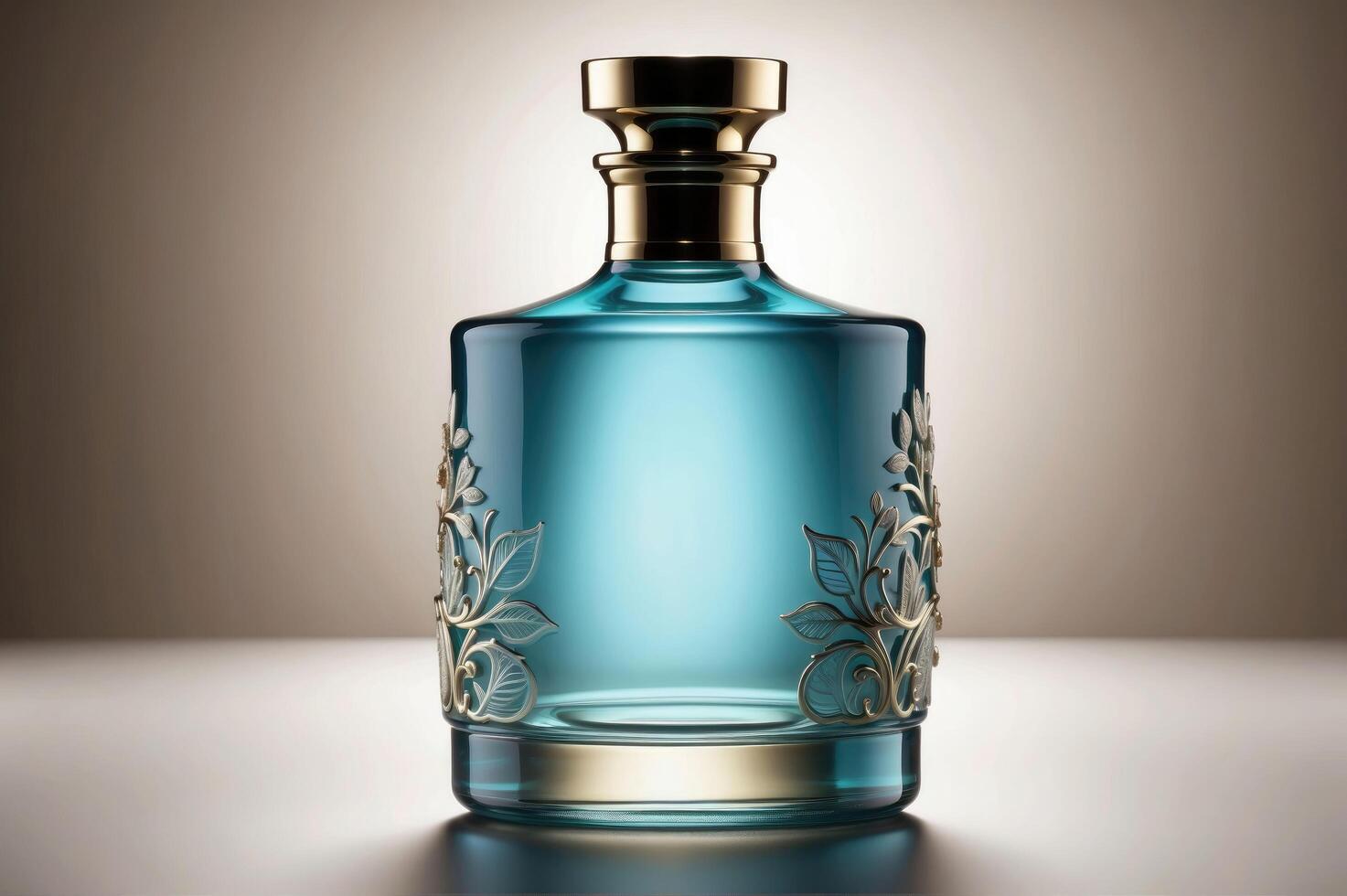 Elegant Light Blue Glass Perfume Bottle with Polished Cap - A Touch of Sophistication for Fragrance Branding photo