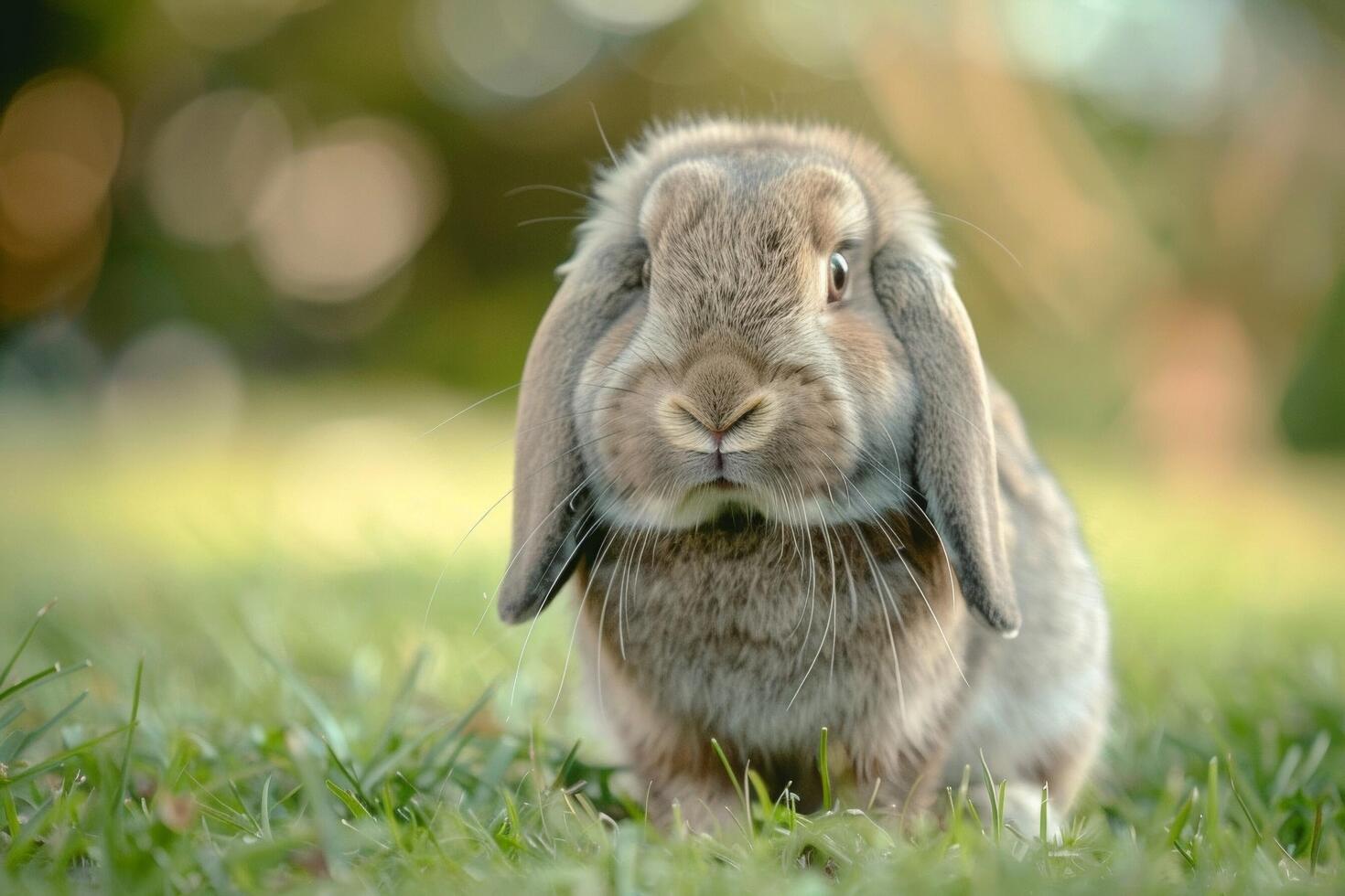 A cute Holland Lop bunny with fluffy cheeks photo