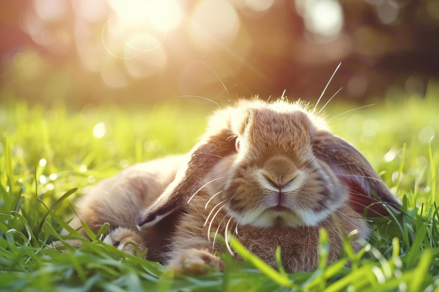 A cute Holland Lop bunny with fluffy cheeks photo