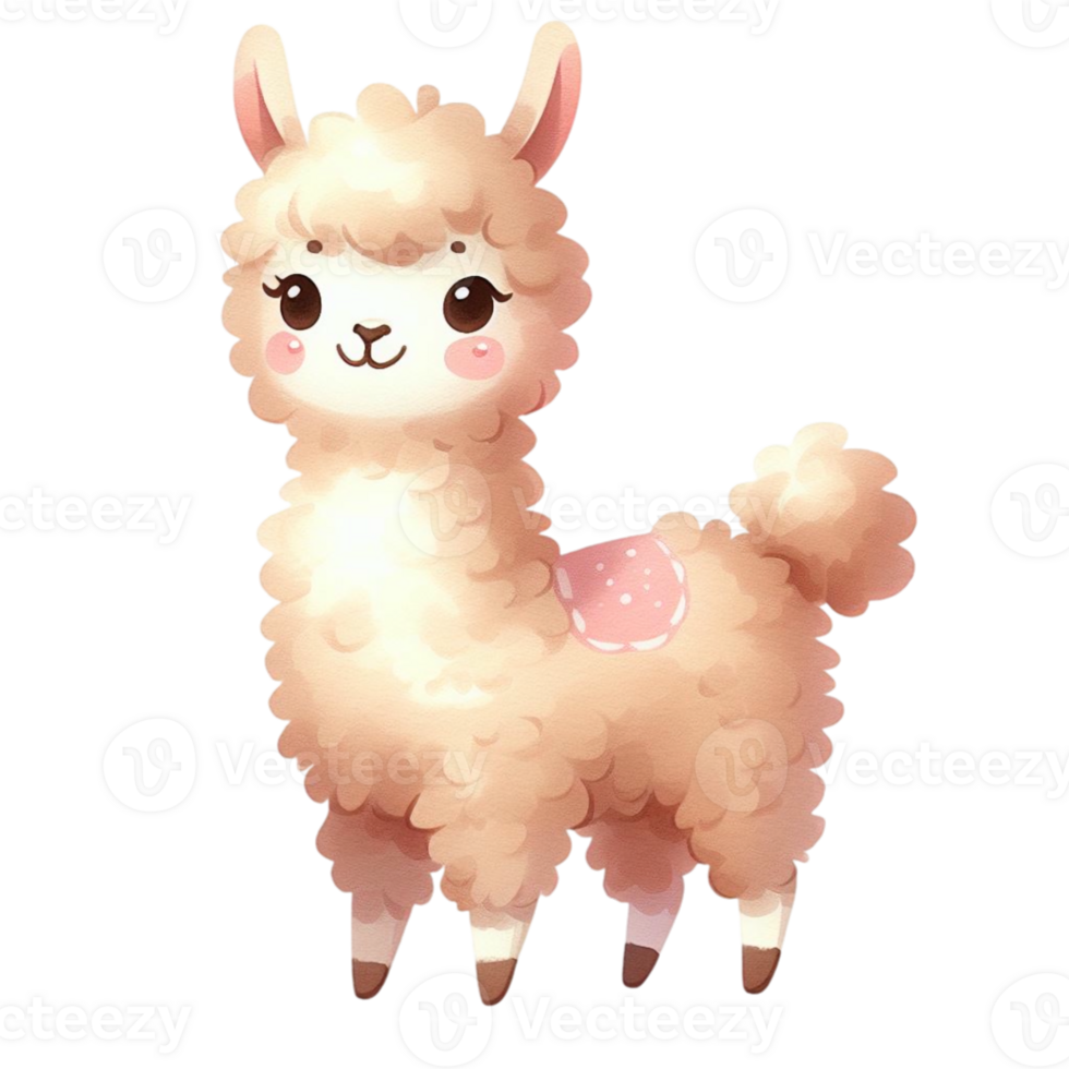 watercolor graphics cute white llama png