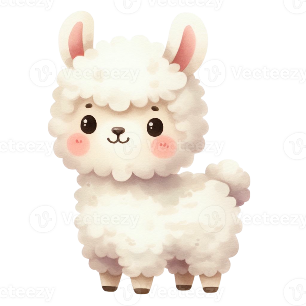 watercolor graphics cute white llama png