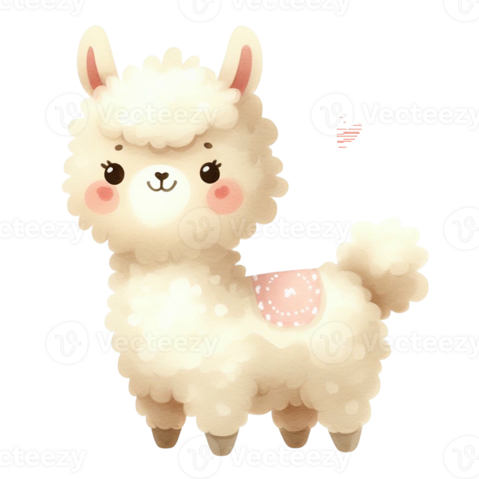 watercolor graphics cute white llama png