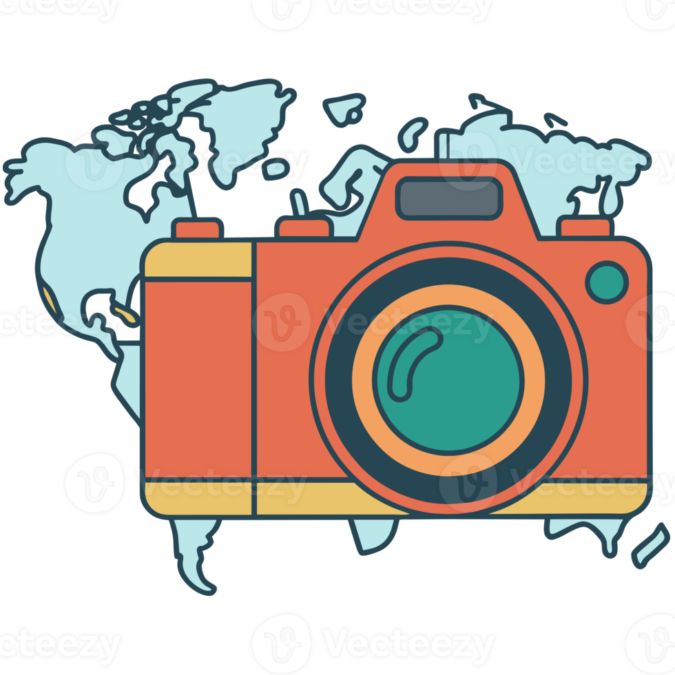 grafiek voor reizigers foto camera Aan wereld kaart achtergrond png