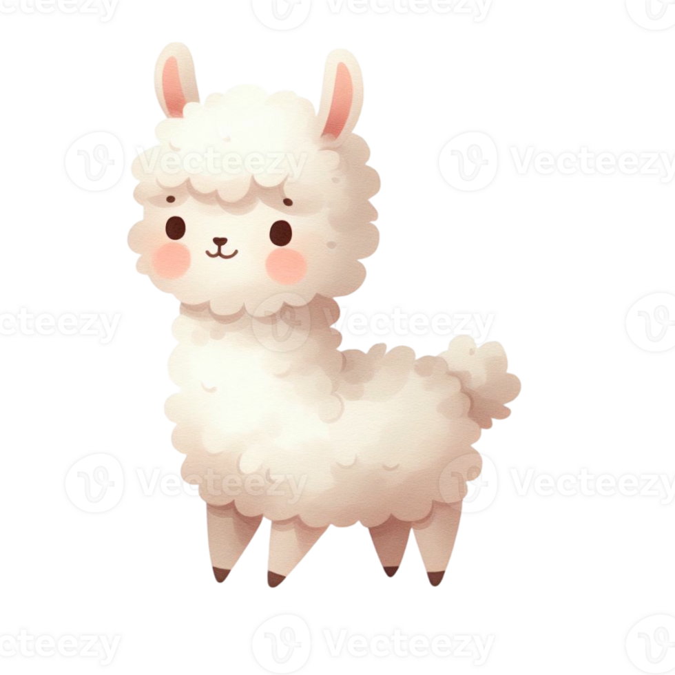 watercolor graphics cute white llama png