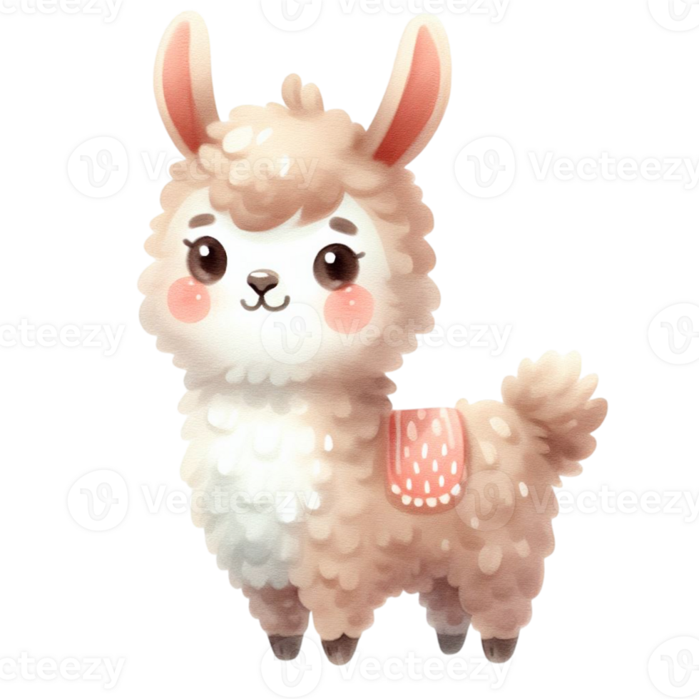 watercolor graphics cute white llama png