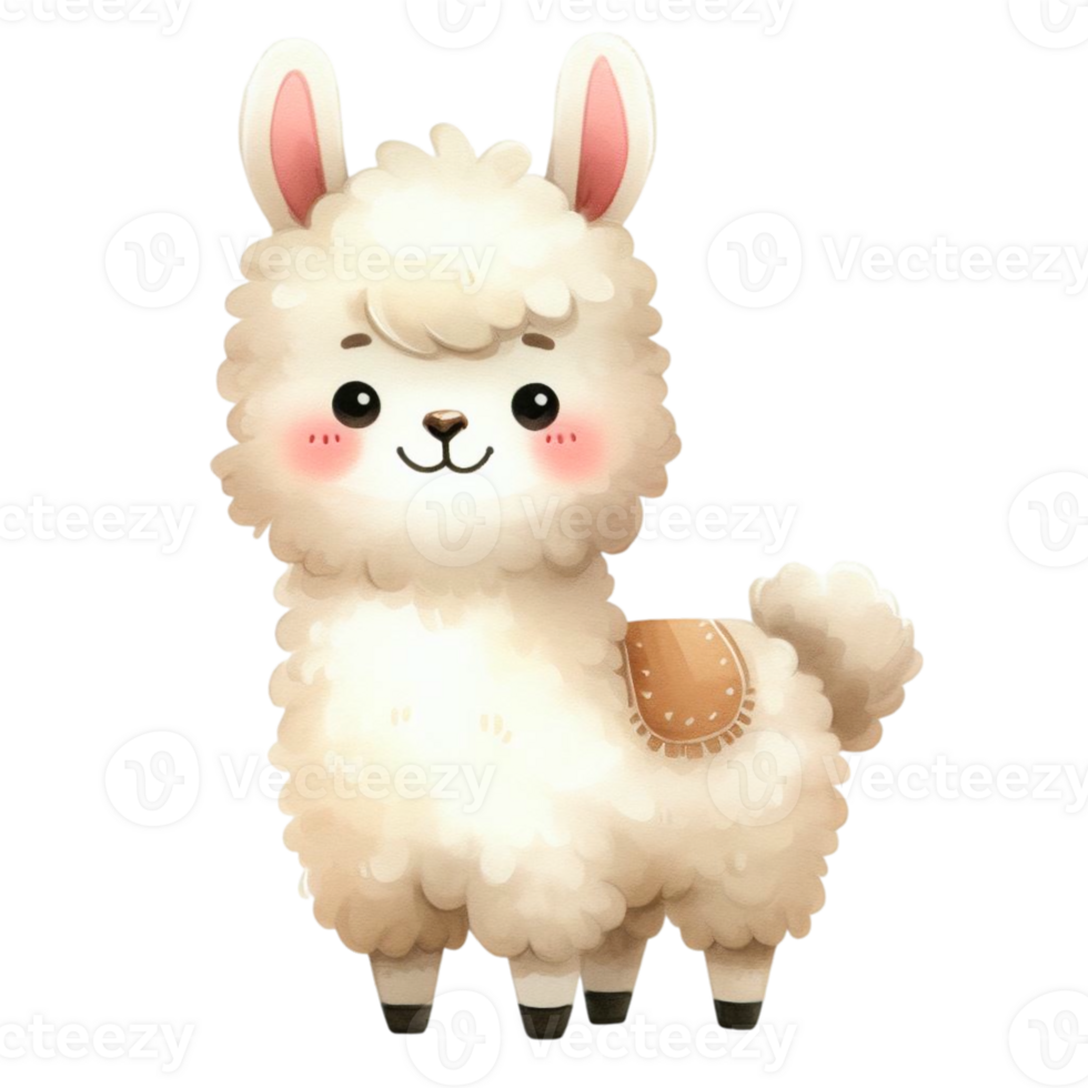 watercolor graphics cute white llama png