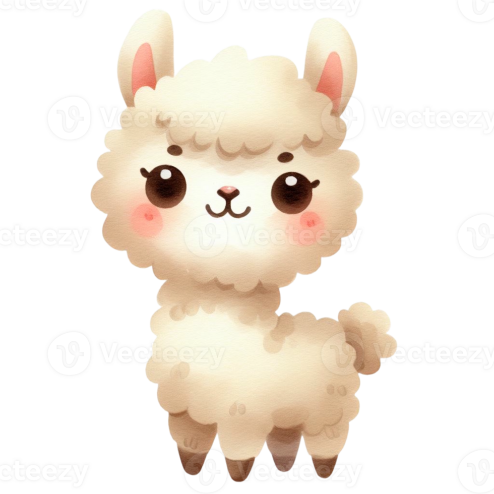watercolor graphics cute white llama png