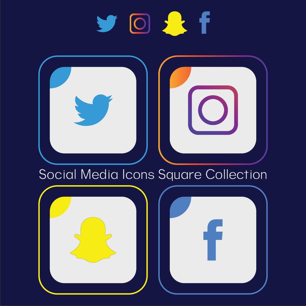 Social Media Icons Square Collection vector