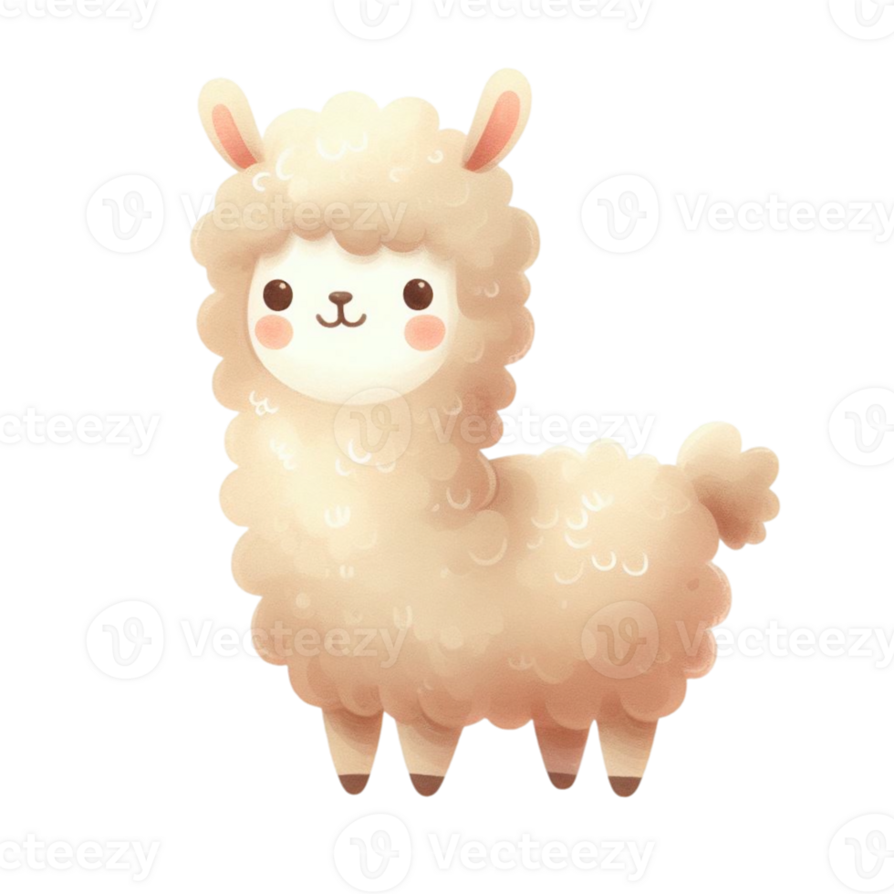 watercolor graphics cute white llama png
