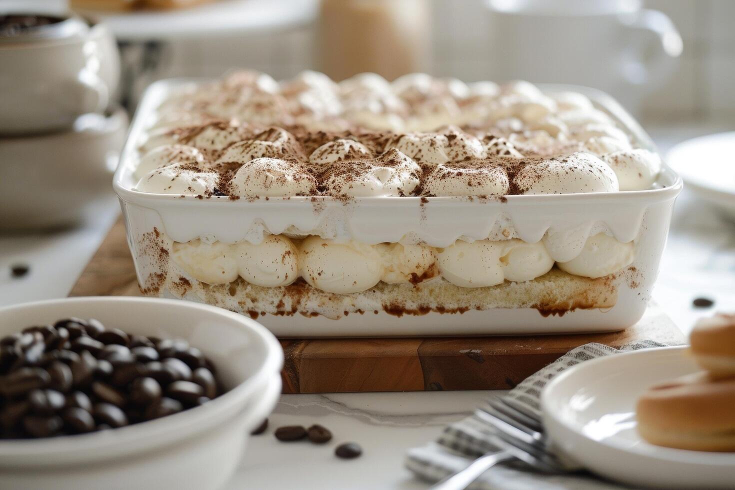 Creamy tiramisu served with lady fingers photo